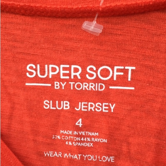 Torrid 4 Super Soft Women's Orange Slub Jersey Long Puff Sleeve T-Shirt 4X NWT - Picture 4 of 11